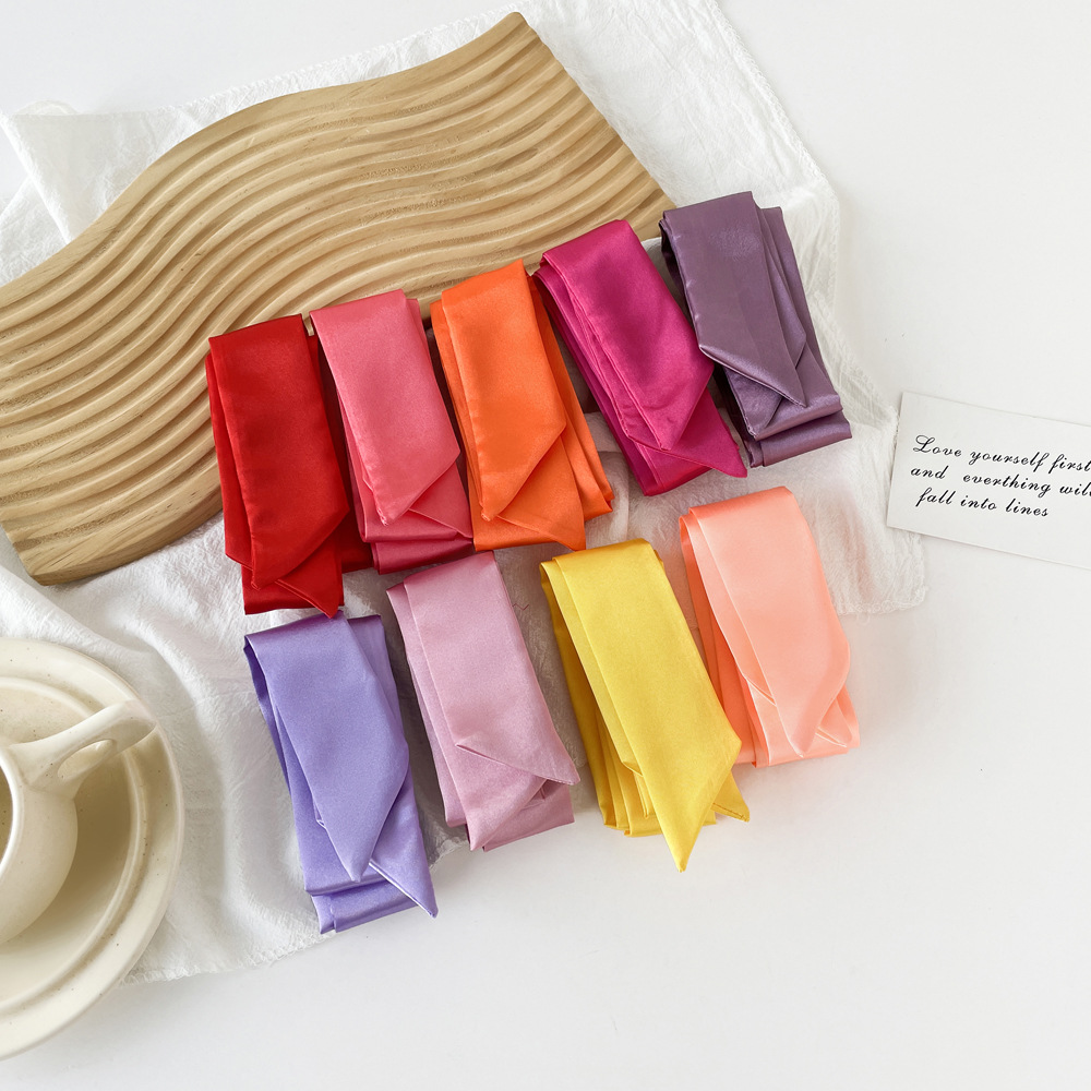 Solid Color Satin Skinny Scarf - đánh giá và giá Bow Tie Pre Tied